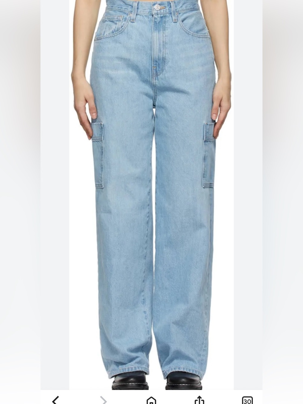 Frame Denim Light Blue High-Rise Wide-Leg Cargo Jeans